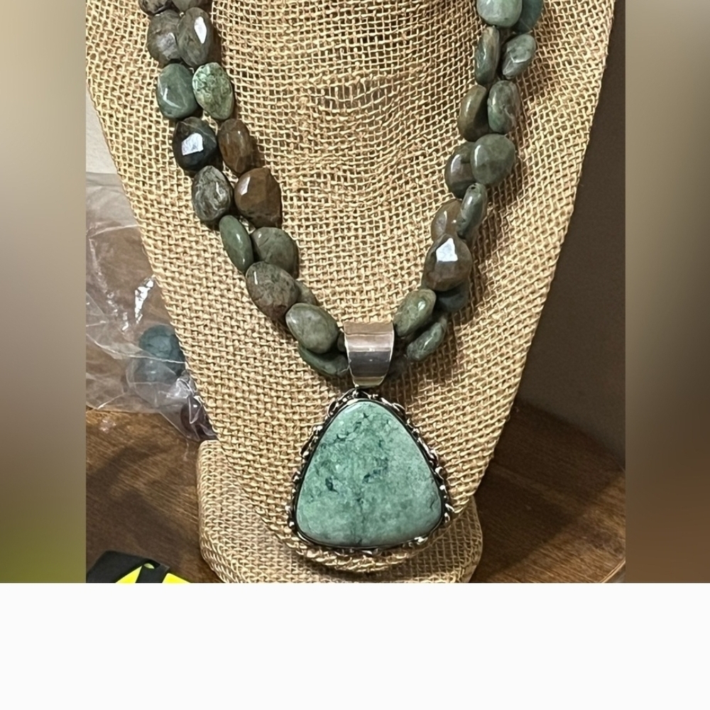 ⭐️Jay King Green Opal Stone Southwestern Necklace